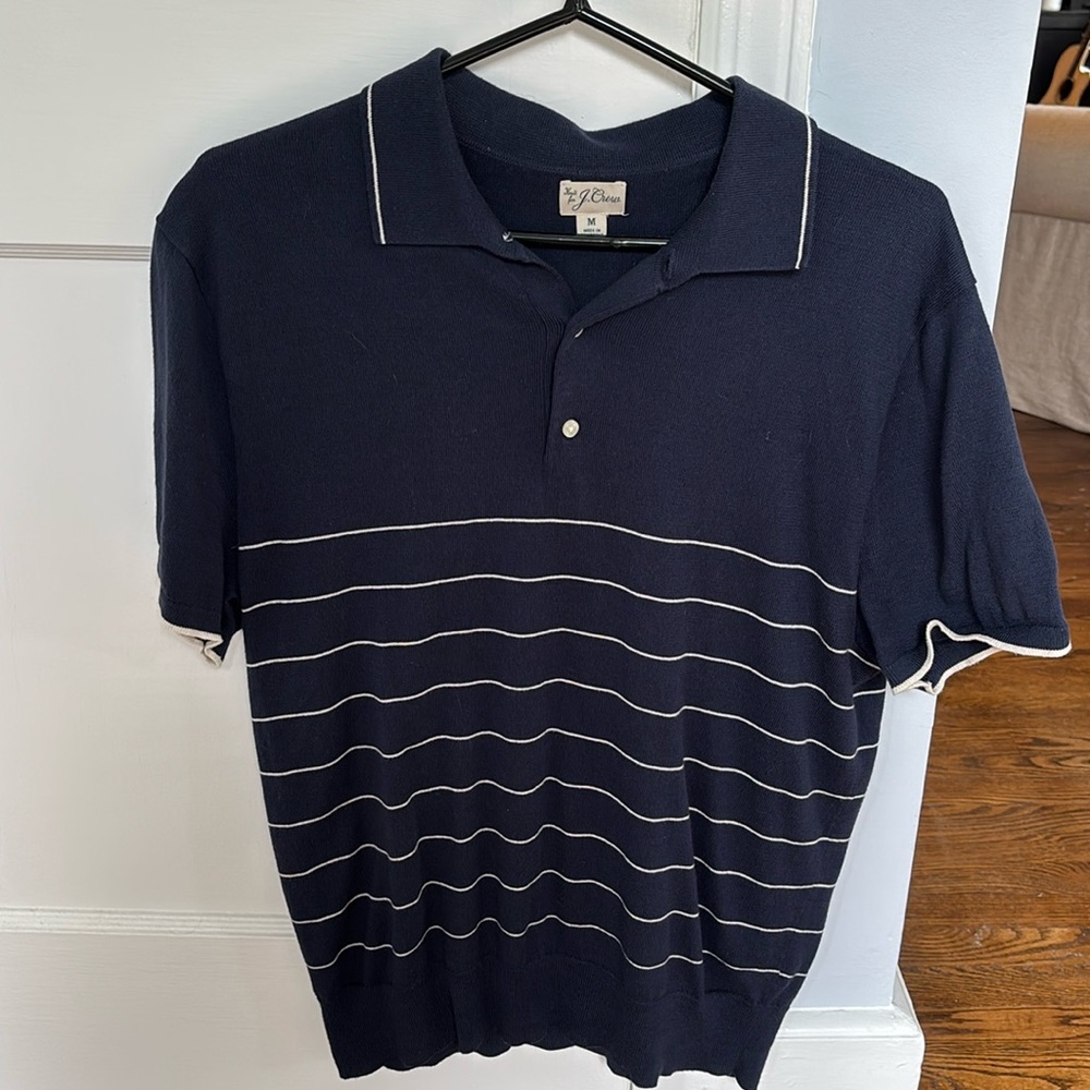 EUC men's M J Crew short sleeve heritage cotton tipped sweater polo shirt